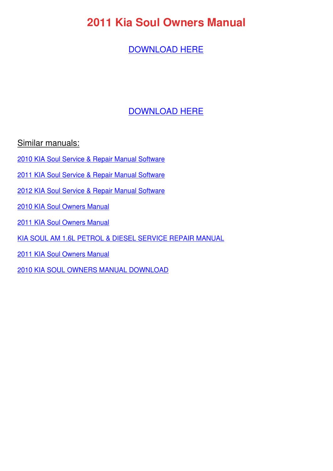 Kia Soul 2012 Repair Manual Download